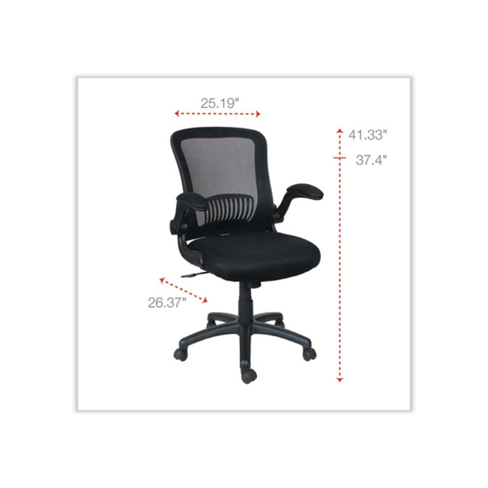 Alera EB-E Series Swivel/Tilt Mid-Back Mesh Chair, Supports Up to 275 lb, 18.11" to 22.04" Seat Height, Black. Picture 2