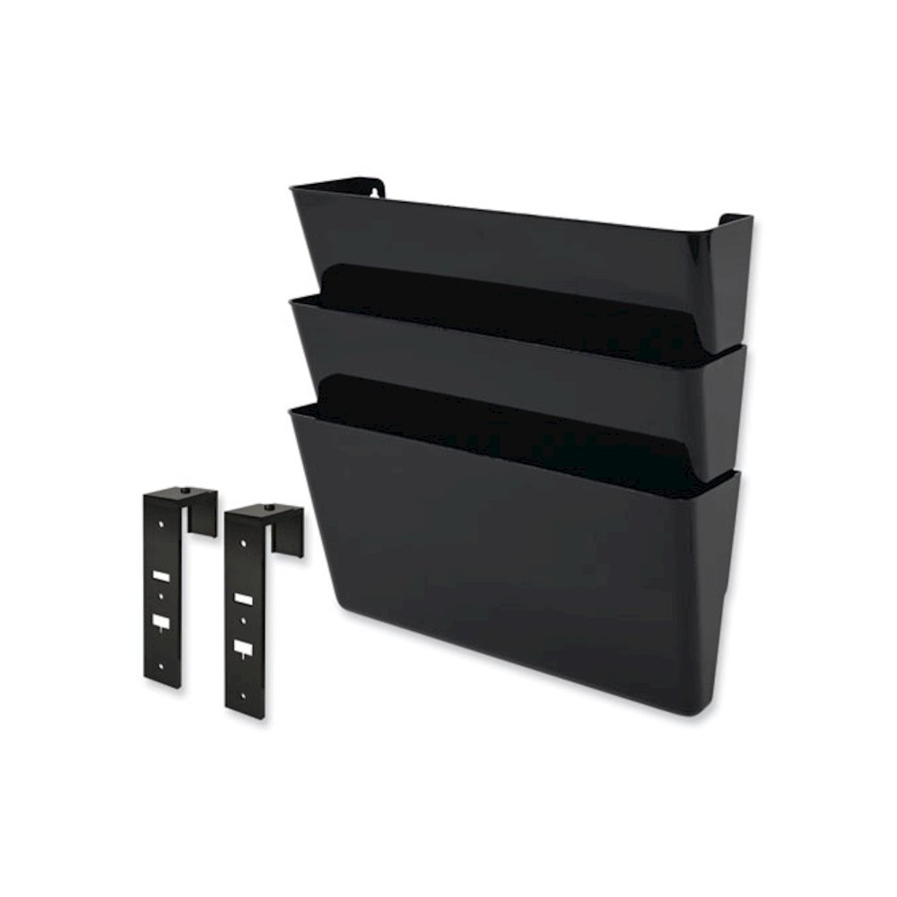 DocuPocket Stackable Three-Pocket Partition Wall File, 3 Sections, Letter Size, 13" x 4", Black. Picture 4