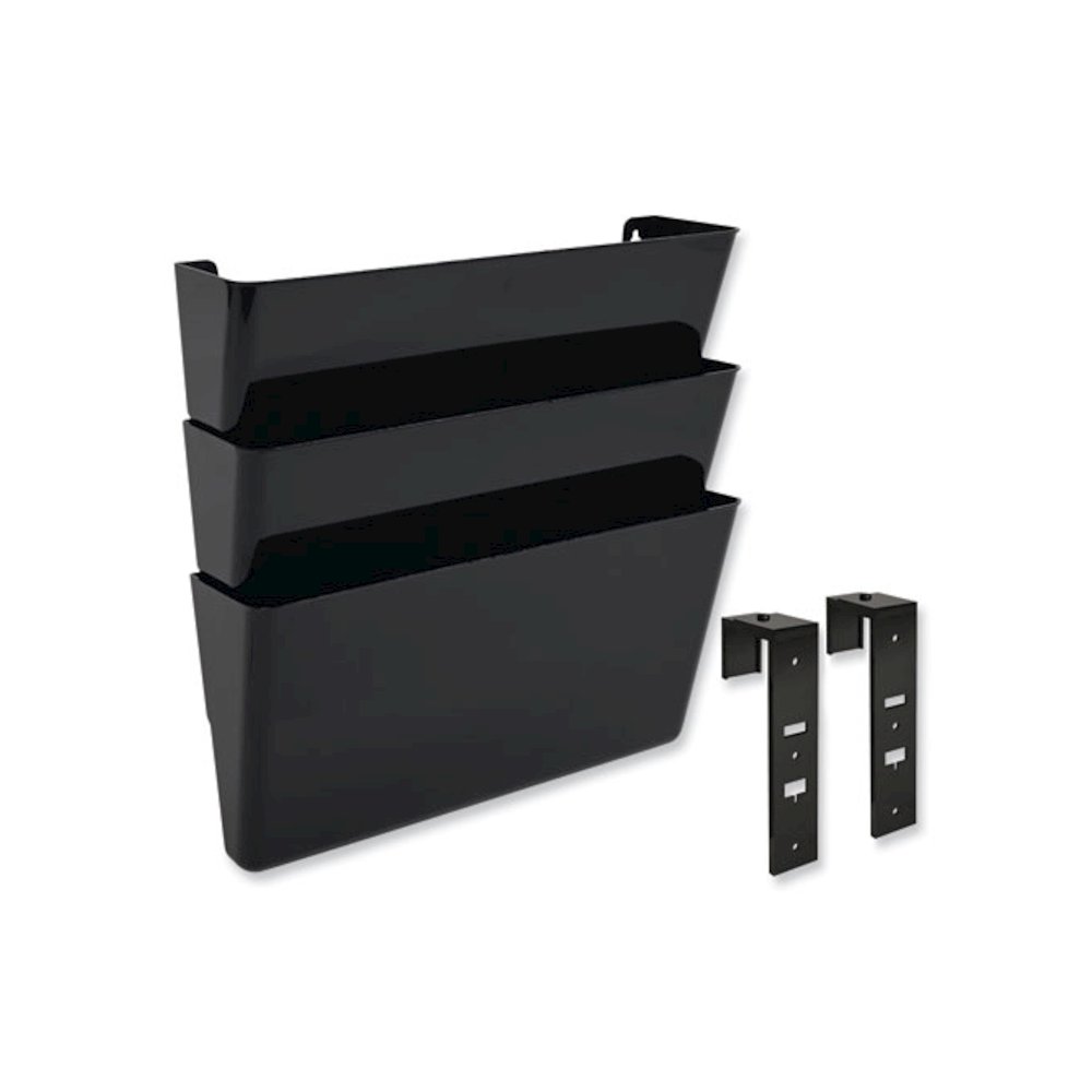 DocuPocket Stackable Three-Pocket Partition Wall File, 3 Sections, Letter Size, 13" x 4", Black. Picture 5