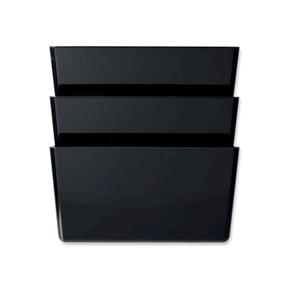 DocuPocket Stackable Three-Pocket Partition Wall File, 3 Sections, Letter Size, 13" x 4", Black. Picture 6
