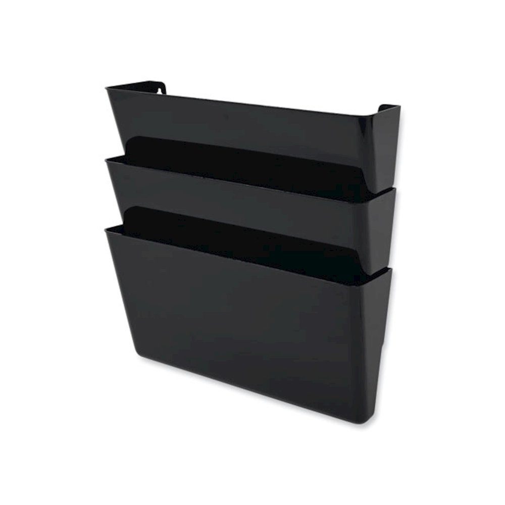 DocuPocket Stackable Three-Pocket Partition Wall File, 3 Sections, Letter Size, 13" x 4", Black. Picture 7