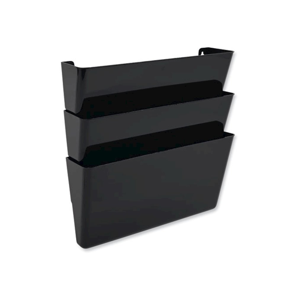DocuPocket Stackable Three-Pocket Partition Wall File, 3 Sections, Letter Size, 13" x 4", Black. Picture 8