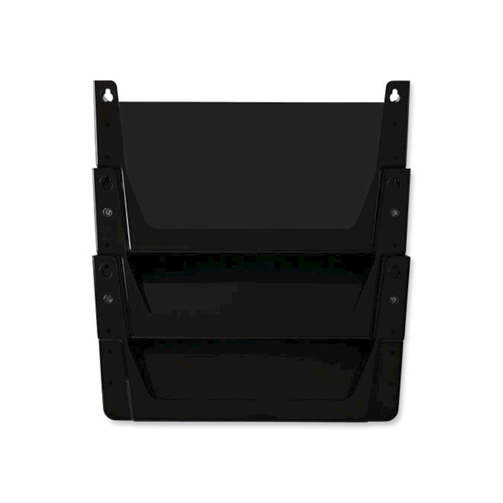 DocuPocket Stackable Three-Pocket Partition Wall File, 3 Sections, Letter Size, 13" x 4", Black. Picture 9