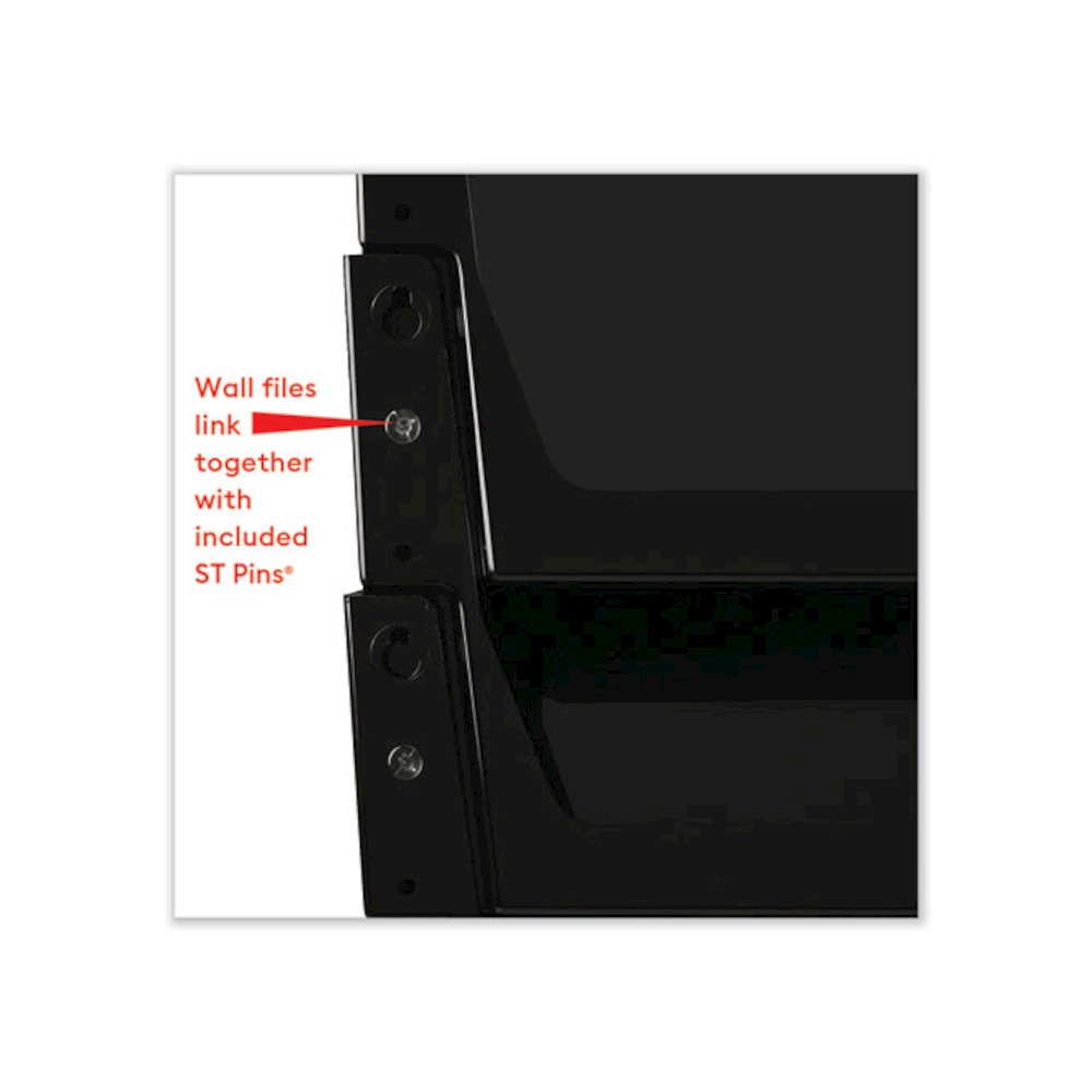 DocuPocket Stackable Three-Pocket Partition Wall File, 3 Sections, Letter Size, 13" x 4", Black. Picture 11