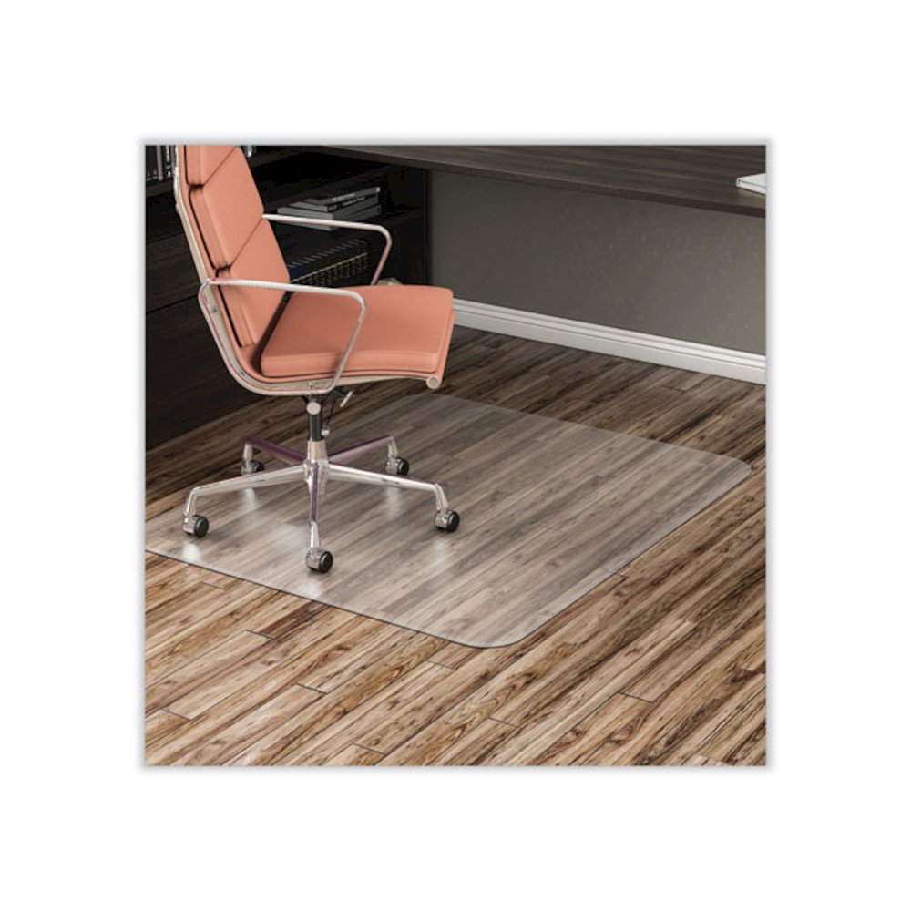 EconoMat Non-Studded All Day Use Chair Mat for Hard Floors, Rectangular, 45" x 53", Clear, Ships Flat. Picture 1