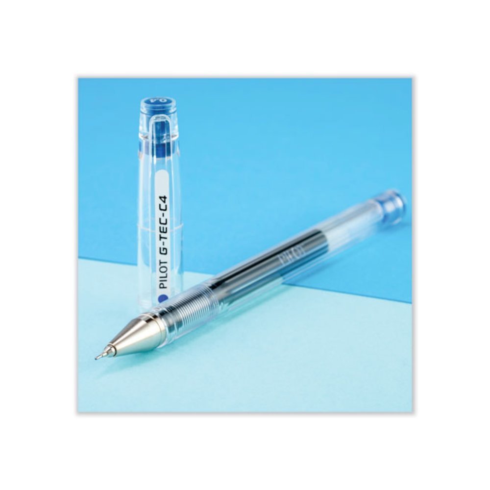 G-TEC-C Ultra Gel Pen, Stick, Ultra-Fine 0.4 mm, Blue Ink, Clear/Blue Barrel, Dozen. Picture 3