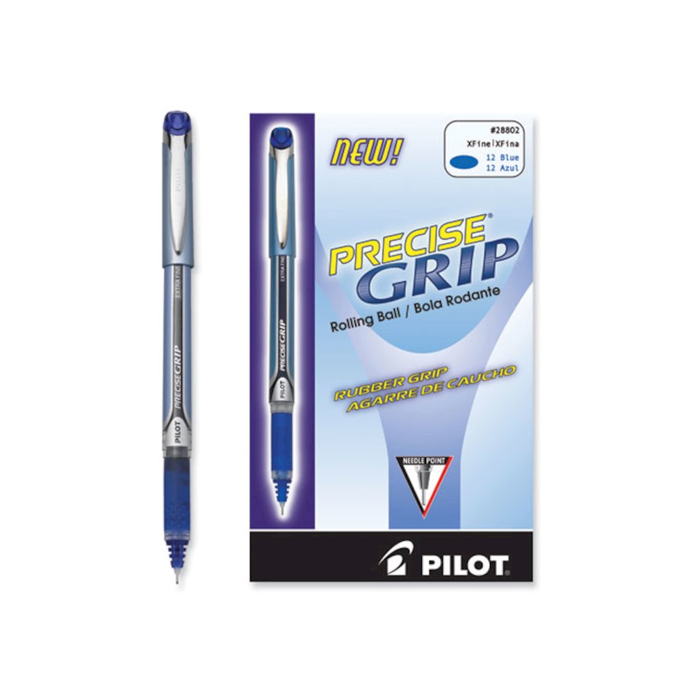 Precise Grip Rollerball Pen, Stick, Extra-Fine 0.5 mm, Blue Ink, Blue Barrel. Picture 4