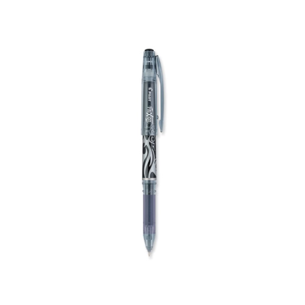 FriXion Point Erasable Gel Pen, Stick, Extra-Fine 0.5 mm, Black Ink, Black/Silver/Smoke Barrel. Picture 1