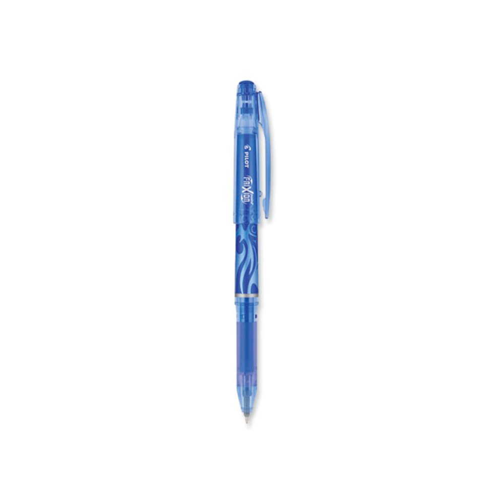 FriXion Point Erasable Gel Pen, Stick, Extra-Fine 0.5 mm, Blue Ink, Blue/Silver/Transparent Blue Barrel. Picture 1