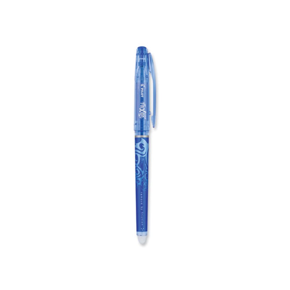 FriXion Point Erasable Gel Pen, Stick, Extra-Fine 0.5 mm, Blue Ink, Blue/Silver/Transparent Blue Barrel. Picture 5