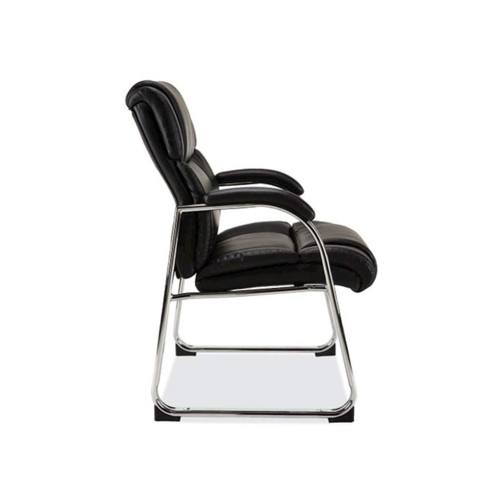 Alera Hildred Series Guest Chair, 25" x 28.94" x 37.8", Black Seat, Black Back, Chrome Base. Picture 3