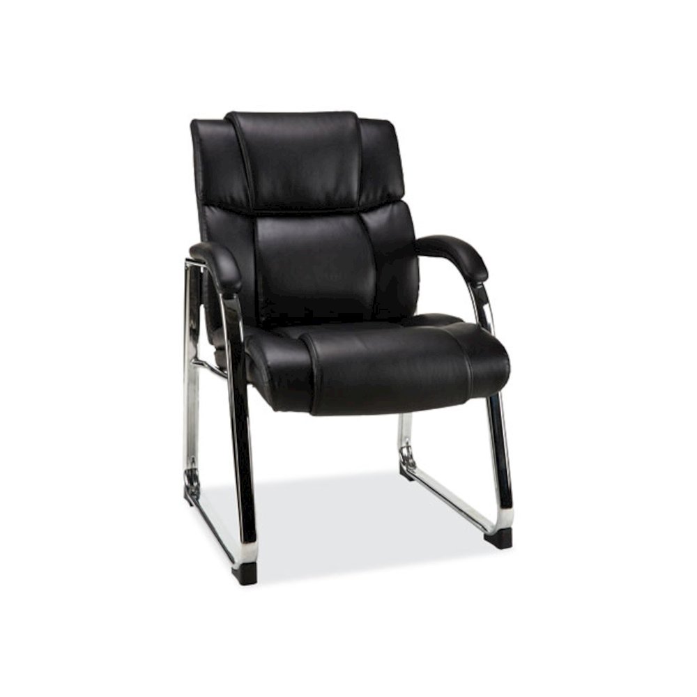 Alera Hildred Series Guest Chair, 25" x 28.94" x 37.8", Black Seat, Black Back, Chrome Base. Picture 1