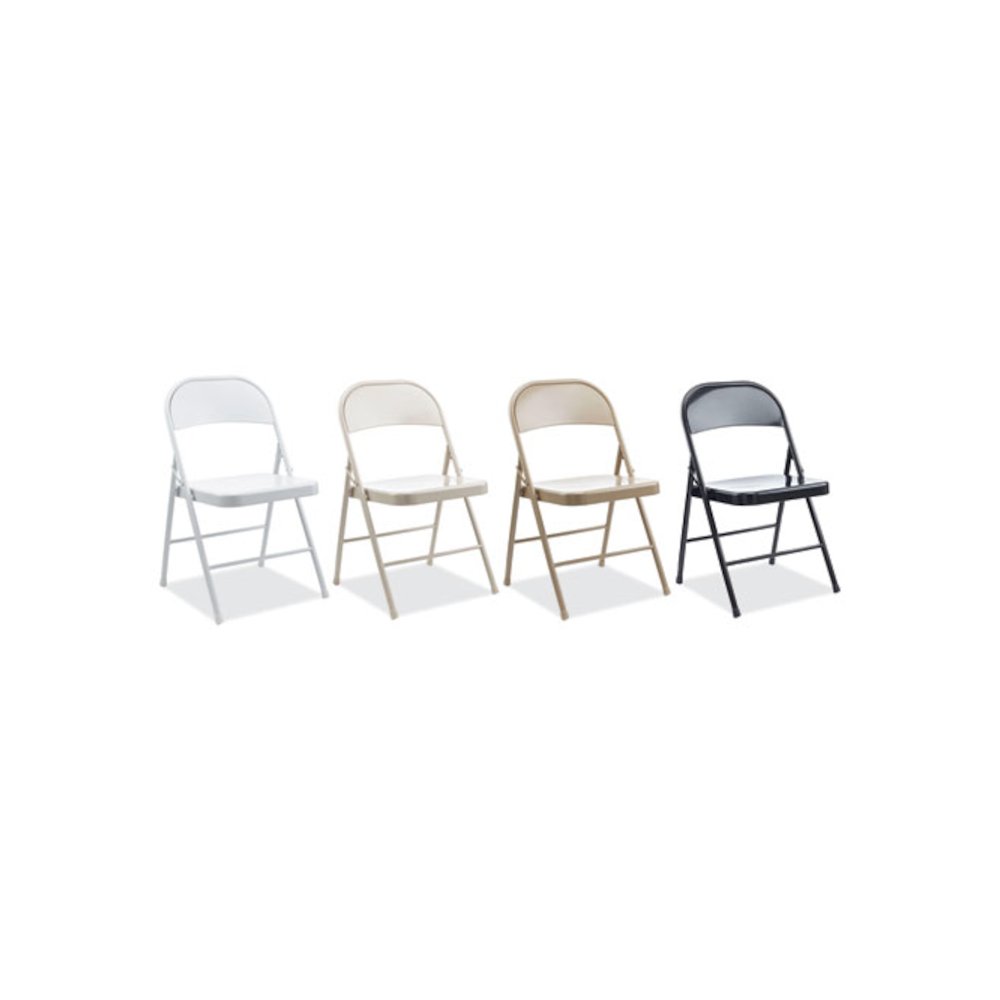 Armless Steel Folding Chair, Supports Up to 275 lb, Black Seat, Black Back, Black Base, 4/Carton. Picture 7