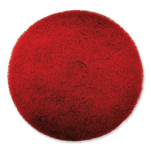 EZ CARE Heavy Duty Scrub Pad, 16" Diameter, Red/Gray, 5/Carton. Picture 1