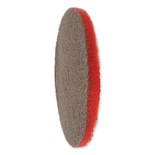 EZ CARE Heavy Duty Scrub Pad, 16" Diameter, Red/Gray, 5/Carton. Picture 2