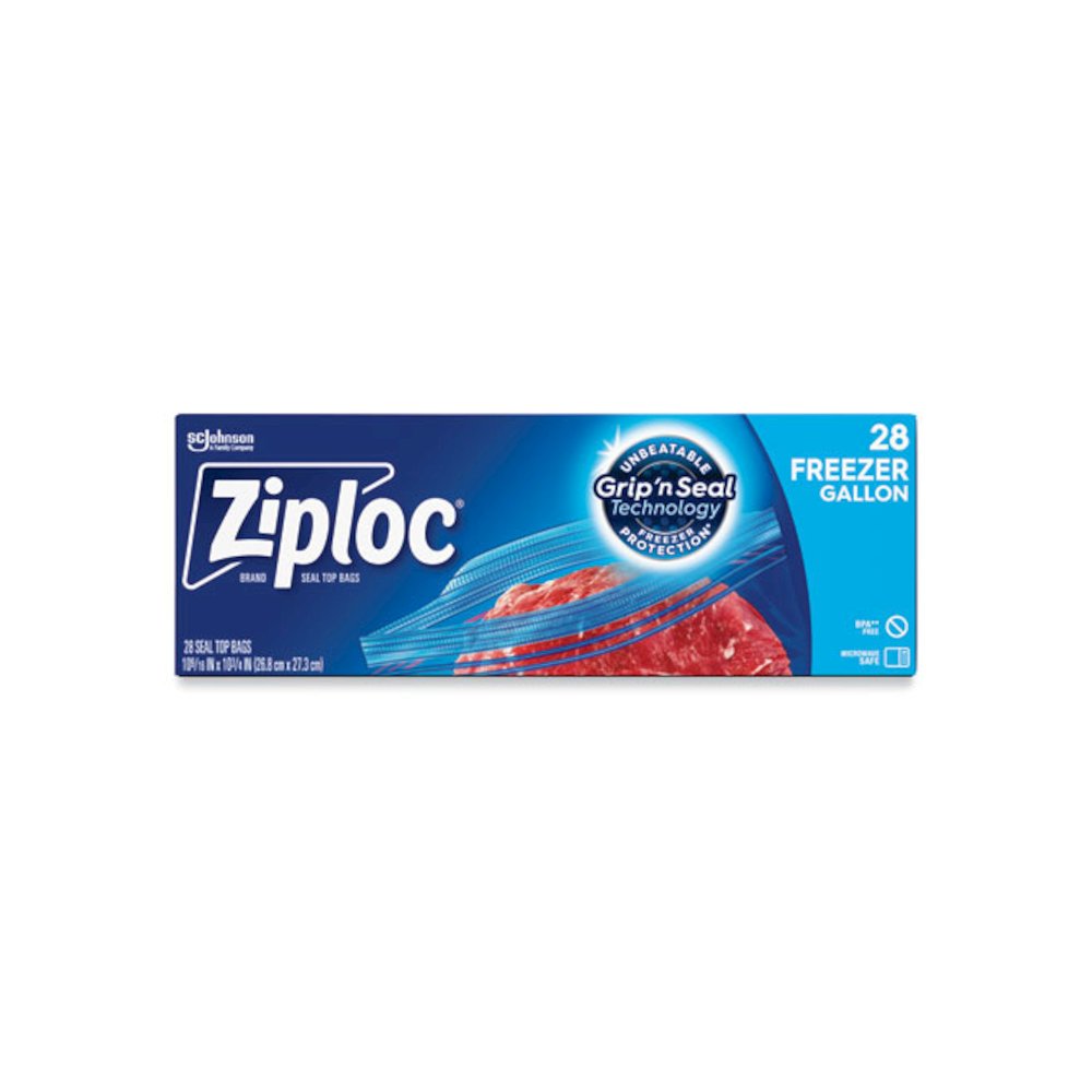 Zipper Freezer Bags, 1 gal, 9.6" x 12.1", Clear, 28/Box. Picture 1