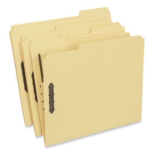 Deluxe Reinforced Top Tab Fastener Folders, 0.75" Expansion, 2 Fasteners, Letter Size, Yellow Exterior, 50/Box. Picture 1