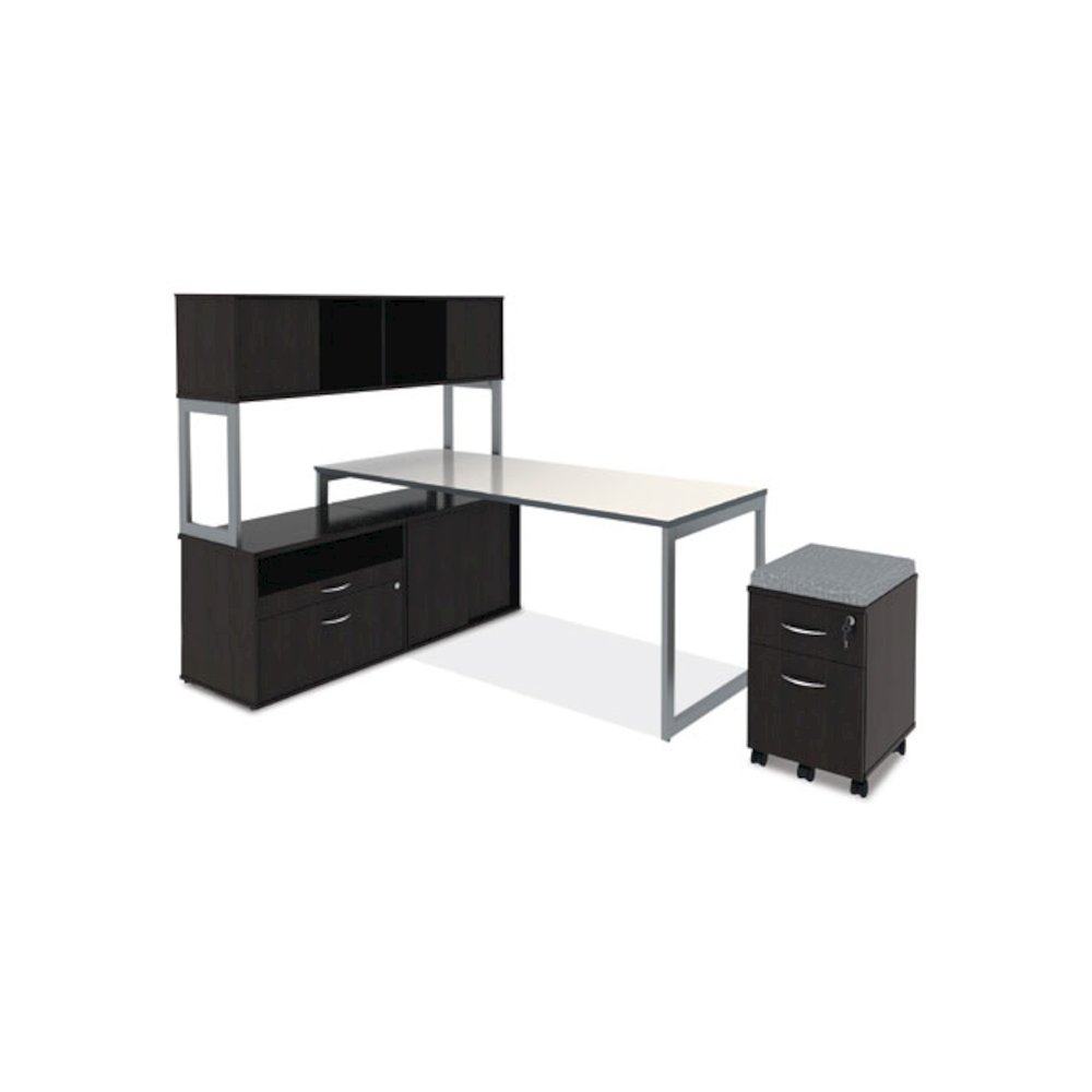 Alera Open Office Desk Series Low File Cabinet Credenza, 2-Drawer: Pencil/File,Legal/Letter,1 Shelf,Espresso,29.5x19.13x22.88. Picture 9
