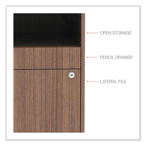Alera Open Office Desk Series Low File Cabinet Credenza, 2-Drawer: Pencil/File, Legal/Letter, 1 Shelf,Walnut,29.5x19.13x22.88. Picture 4