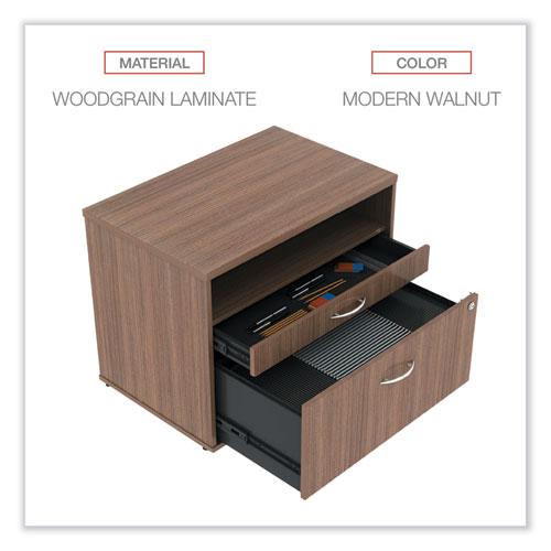 Alera Open Office Desk Series Low File Cabinet Credenza, 2-Drawer: Pencil/File, Legal/Letter, 1 Shelf,Walnut,29.5x19.13x22.88. Picture 5