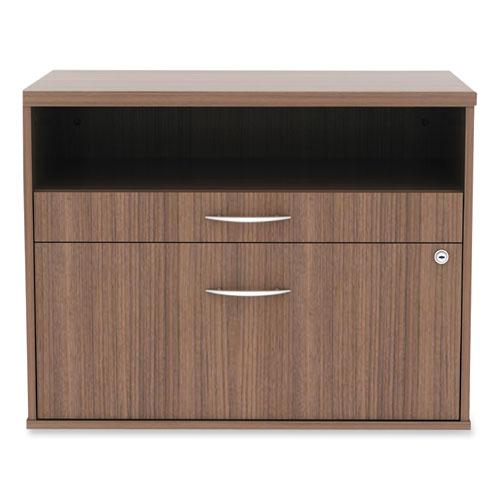 Alera Open Office Desk Series Low File Cabinet Credenza, 2-Drawer: Pencil/File, Legal/Letter, 1 Shelf,Walnut,29.5x19.13x22.88. Picture 11
