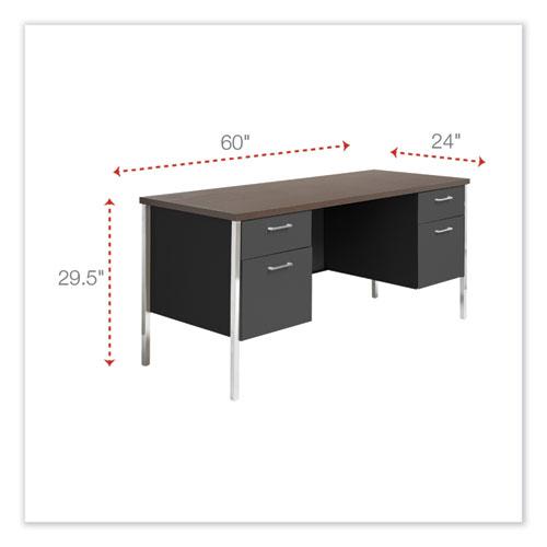 Double Pedestal Steel Credenza, 60w x 24d x 29.5h, Mocha/Black. Picture 2