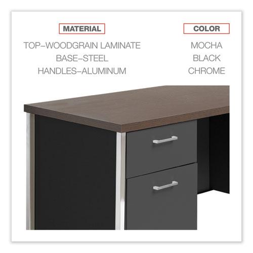 Double Pedestal Steel Credenza, 60w x 24d x 29.5h, Mocha/Black. Picture 4