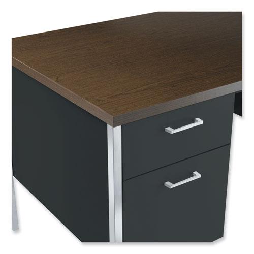 Double Pedestal Steel Credenza, 60w x 24d x 29.5h, Mocha/Black. Picture 6