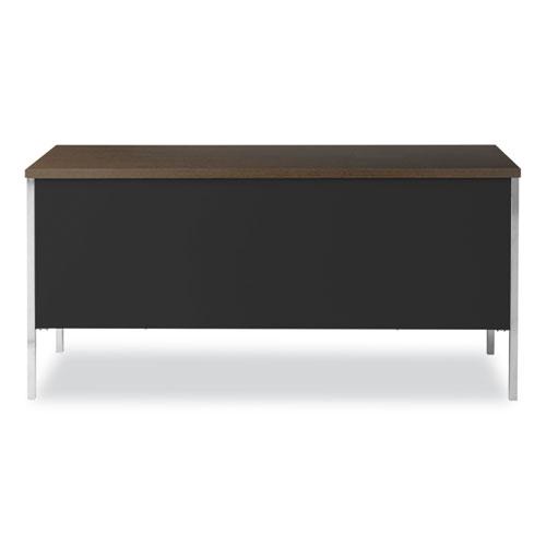 Double Pedestal Steel Credenza, 60w x 24d x 29.5h, Mocha/Black. Picture 7