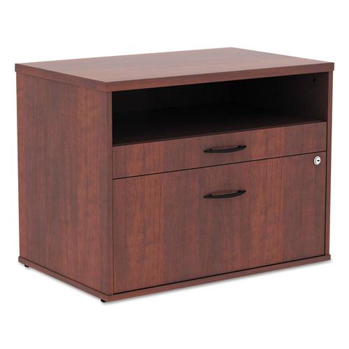 Alera Open Office Desk Series Low File Cabinet Credenza, 2-Drawer: Pencil/File, Legal/Letter, 1 Shelf,Cherry,29.5x19.13x22.88. Picture 1