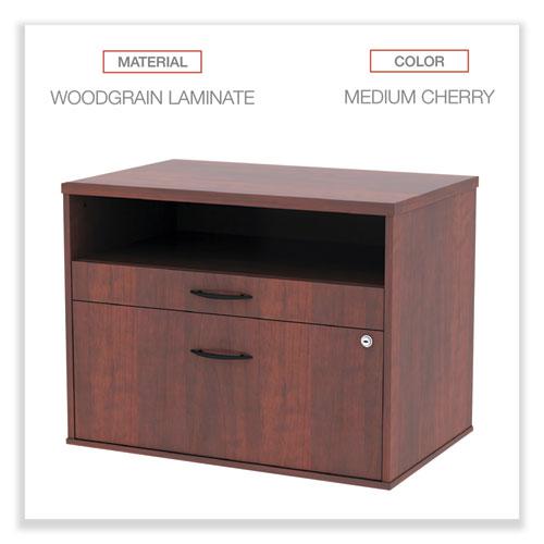 Alera Open Office Desk Series Low File Cabinet Credenza, 2-Drawer: Pencil/File, Legal/Letter, 1 Shelf,Cherry,29.5x19.13x22.88. Picture 4