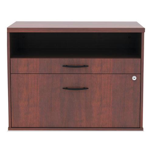 Alera Open Office Desk Series Low File Cabinet Credenza, 2-Drawer: Pencil/File, Legal/Letter, 1 Shelf,Cherry,29.5x19.13x22.88. Picture 7