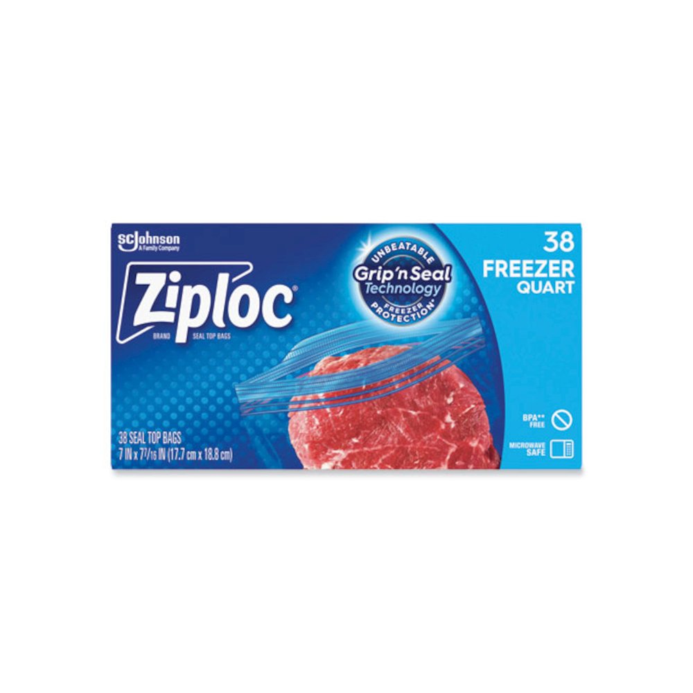 Zipper Freezer Bags, 32 oz, 6.97" x 7.7", Clear, 38 Bags/Box, 9 Boxes/Carton. Picture 2