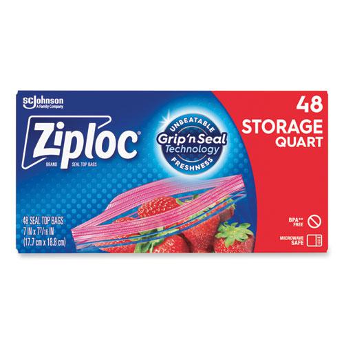 Double Zipper Storage Bags, Triple System Seal, Quart, 9.63" x 8.5", Clear, 9/Carton. Picture 1