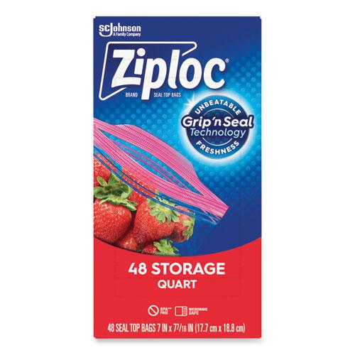 Double Zipper Storage Bags, Triple System Seal, Quart, 9.63" x 8.5", Clear, 9/Carton. Picture 3