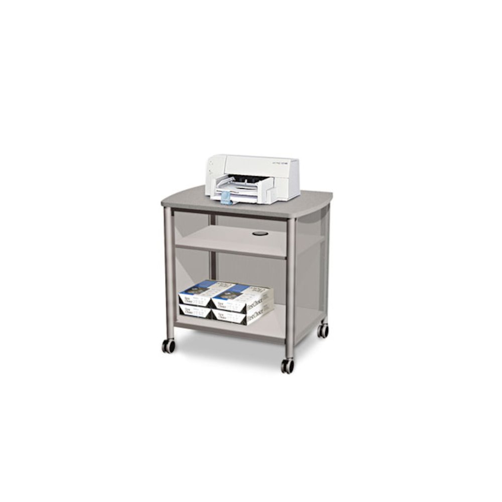 Impromptu Deskside Machine Stand, Metal, 3 Shelves, 100 lb Capacity, 26.25" x 21" x 26.5", Gray. Picture 2