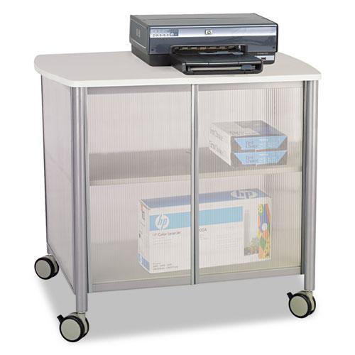 Impromptu Deluxe Machine Stand with Doors, Engineered Wood, 3 Shelves, 34.75" x 25.5" x 30.75", Gray. Picture 2