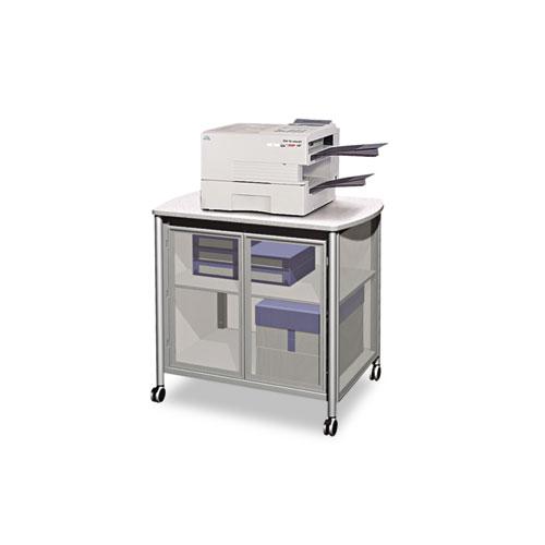 Impromptu Deluxe Machine Stand with Doors, Engineered Wood, 3 Shelves, 34.75" x 25.5" x 30.75", Gray. Picture 1