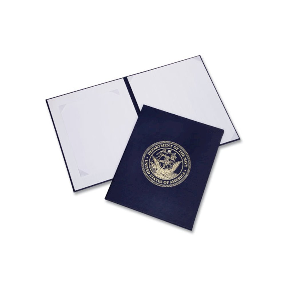 7510017011808, SKILCRAFT Awards Certificate Binder, Navy Seal, 14.5 x 11.5, Navy Blue/Gold. Picture 1