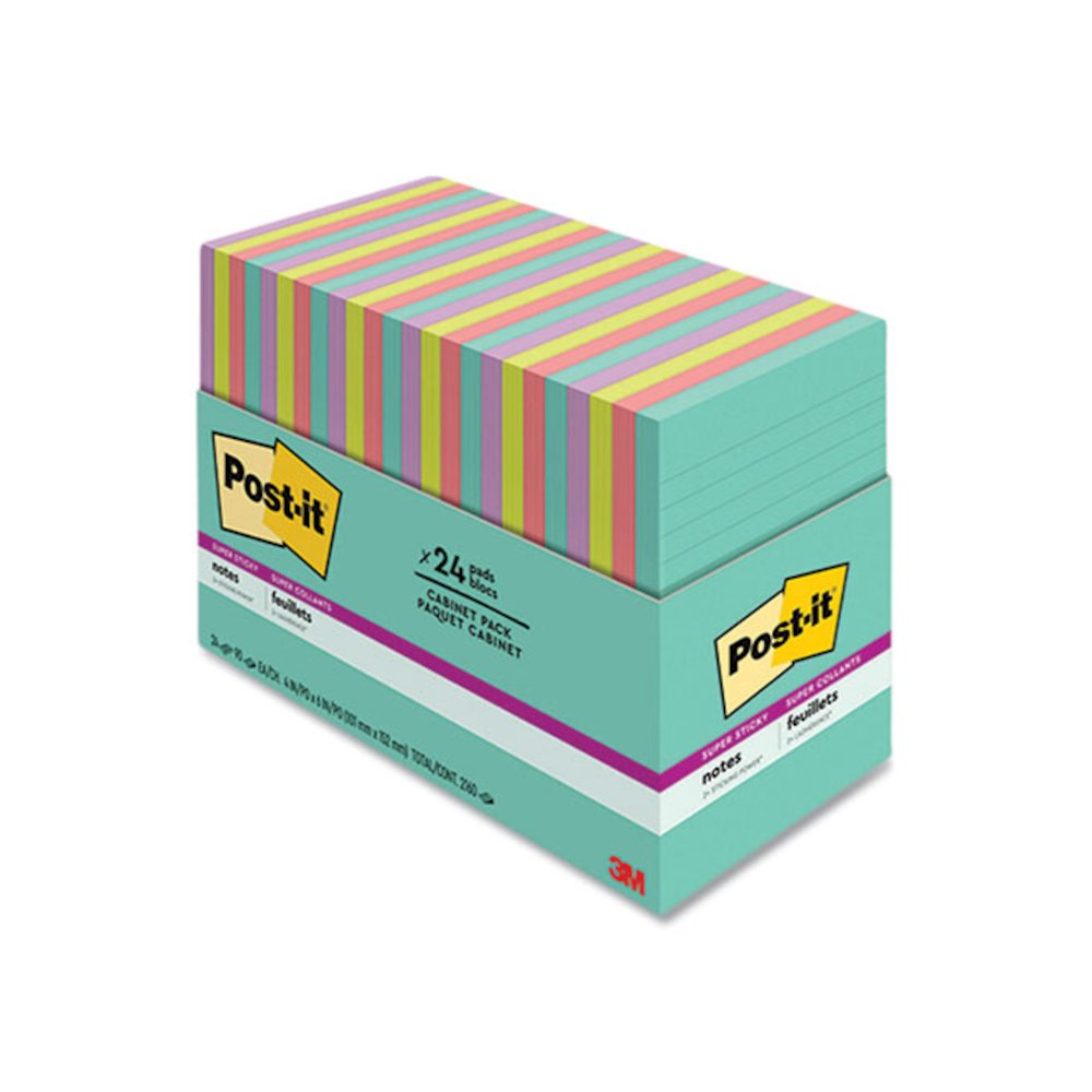 Pads in Supernova Neon Collection Colors, Note Ruled, Cabinet Pack, 4" x 6", 45 Sheets/Pad, 24 Pads/Pack. Picture 1