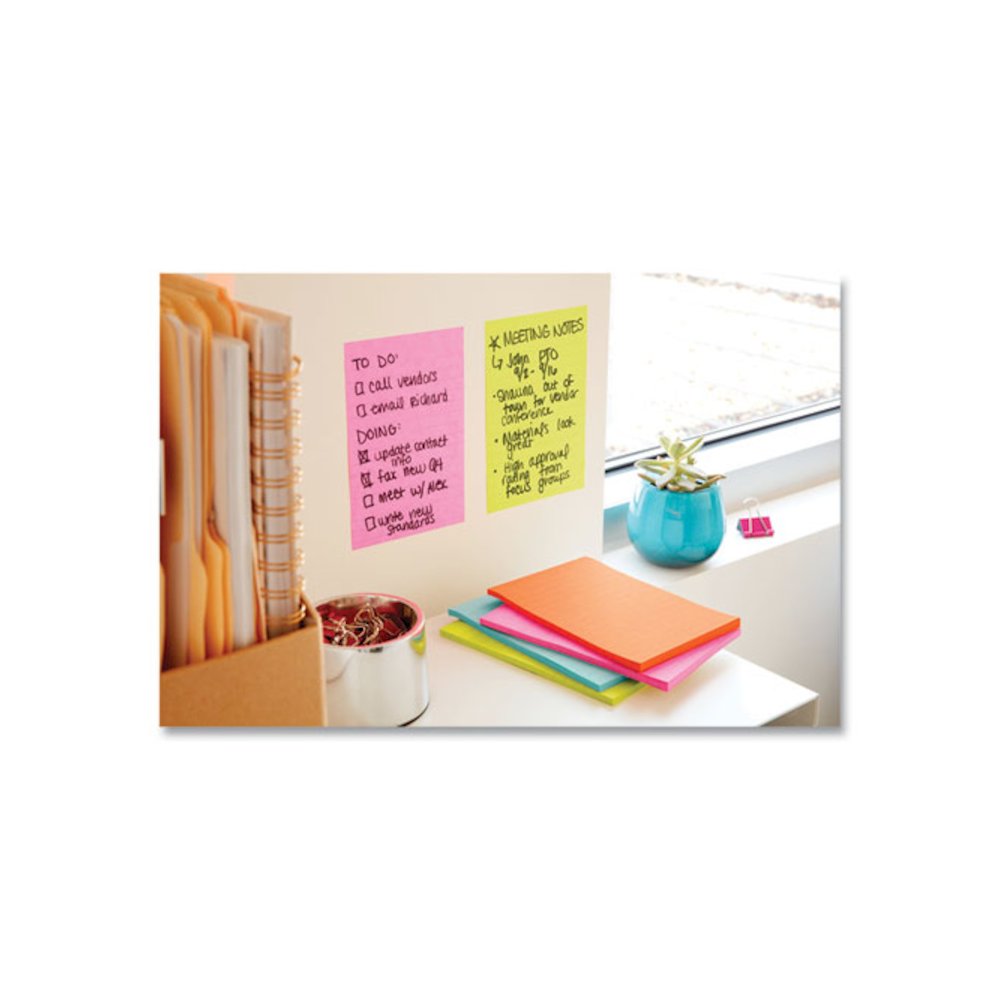 Pads in Supernova Neon Collection Colors, Note Ruled, Cabinet Pack, 4" x 6", 45 Sheets/Pad, 24 Pads/Pack. Picture 8