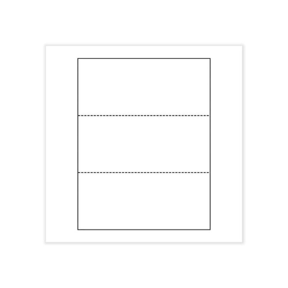 Perforated Paper, 3.66" and 7.33" from Bottom, 92 Bright, 20 lb Bond Weight, 8.5 x 11, White, 500/Ream, 5 Reams/Carton. Picture 2