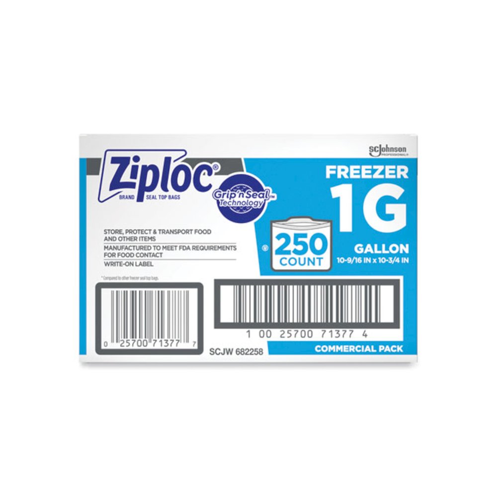 Zipper Freezer Bags, 1 gal, 10.56" x 10.75", Clear, 250/Carton. Picture 4