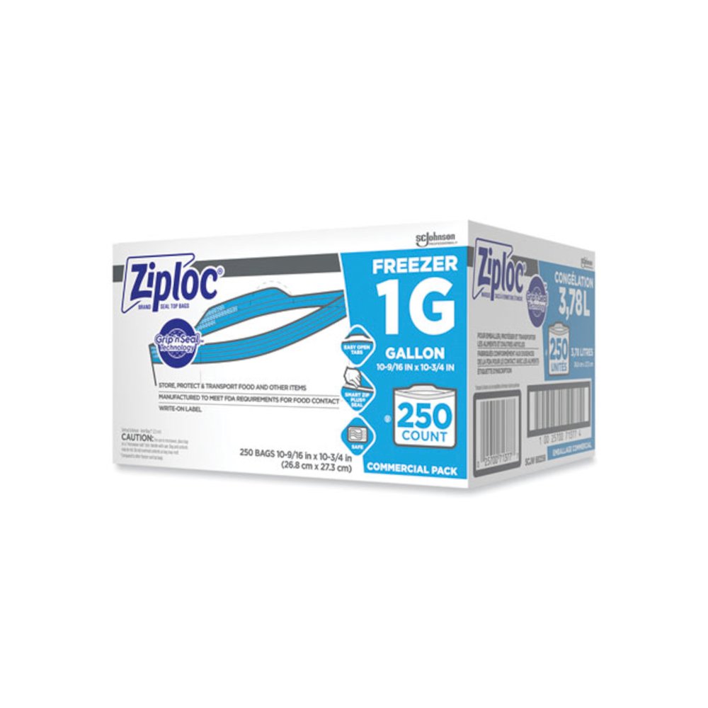 Zipper Freezer Bags, 1 gal, 10.56" x 10.75", Clear, 250/Carton. Picture 2