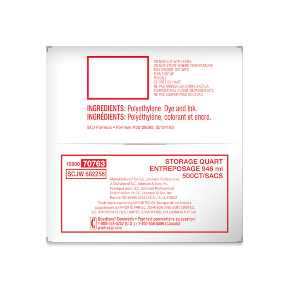 Double Zipper Storage Bags, Quart, 7" x 7.75", Clear, 500/Box. Picture 5