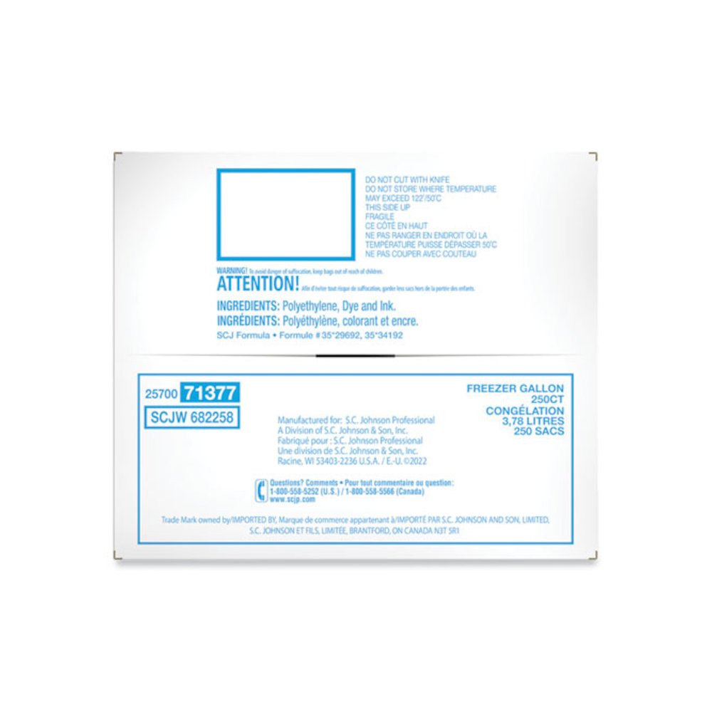 Zipper Freezer Bags, 1 gal, 10.56" x 10.75", Clear, 250/Carton. Picture 5