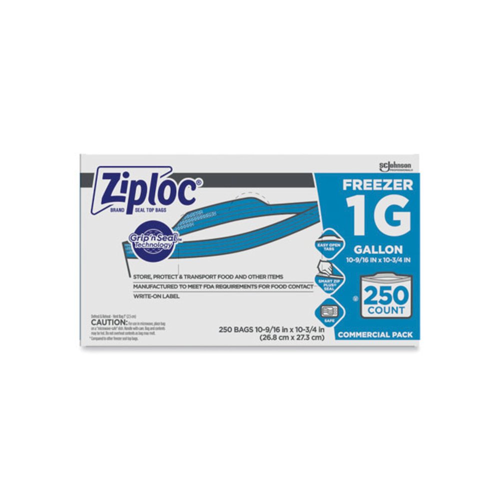 Zipper Freezer Bags, 1 gal, 10.56" x 10.75", Clear, 250/Carton. Picture 1