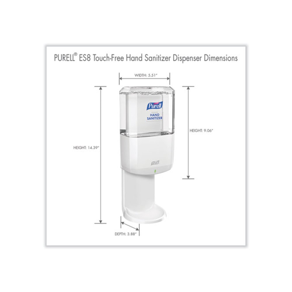 ES8 Touch Free Hand Sanitizer Dispenser, 1,200 mL, 5.25 x 8.56 x 12.13, White. Picture 5
