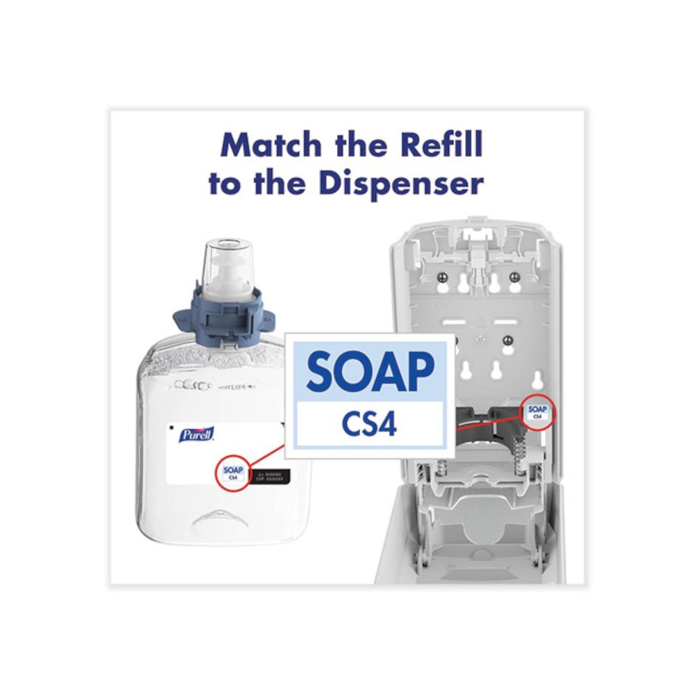 CS4 Soap Push-Style Dispenser, 1,250 mL, 4.88 x 8.8 x 11.38, White. Picture 6