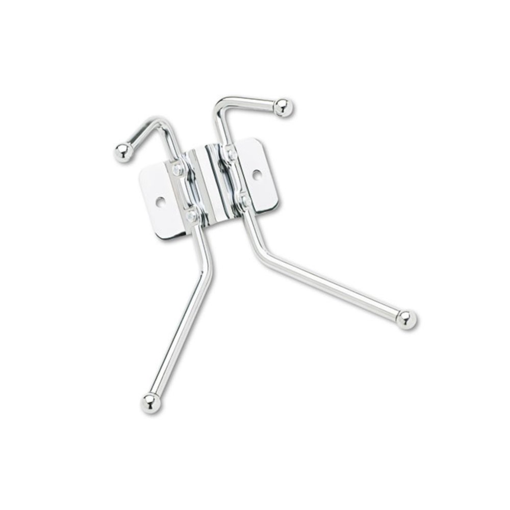 Metal Wall Rack, Two Ball-Tipped Double-Hooks, Metal, 6.5w x 3d x 7h, Chrome. Picture 1